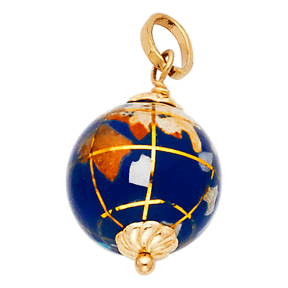 14K Yellow Gold Hollow Enamel Pendant (PT516)
