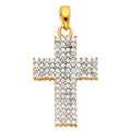 14K Two Tone Gold CZ Cross Pendant (PT529)
