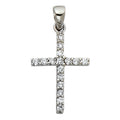 14K White Gold CZ Cross Pendant (PT534)