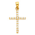 14K Yellow Gold CZ Cross Pendant (PT542)