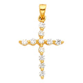 14K Yellow Gold CZ Cross Pendant (PT543)