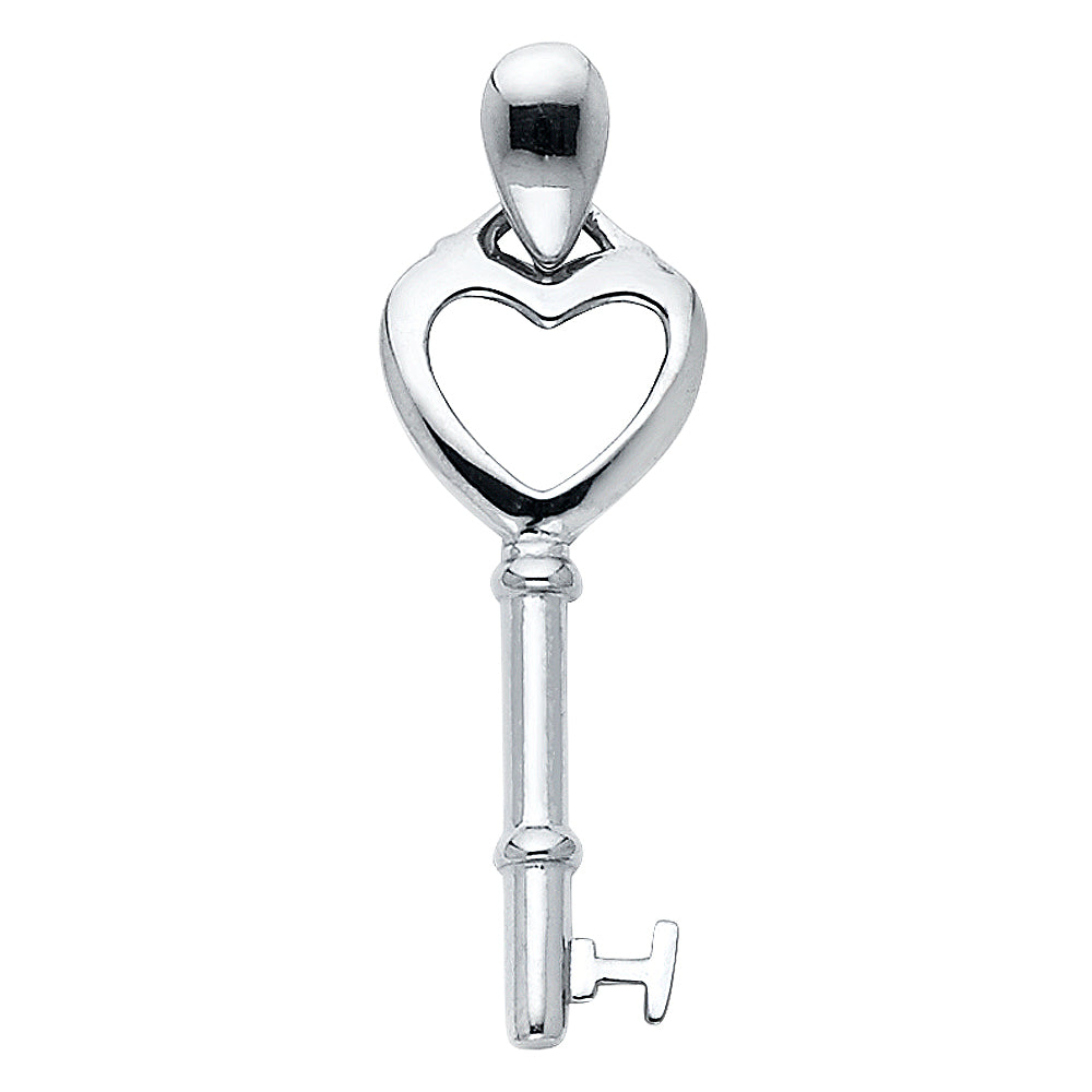 14K White Gold Key Pendant (PT548)
