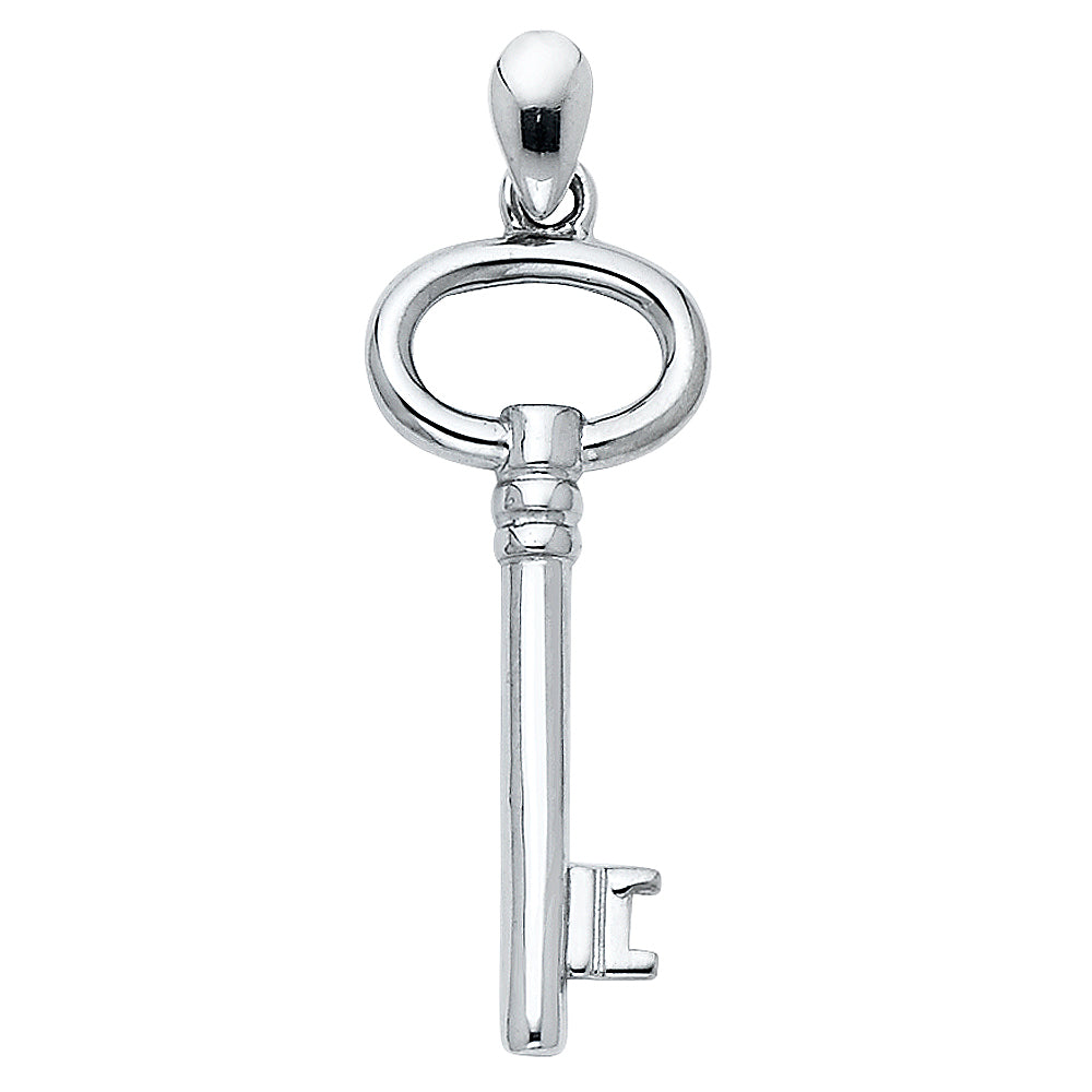 14K White Gold Key Pendant (PT549)