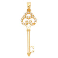 14K Yellow Gold CZ Key Pendant (PT553)