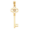14K Yellow Gold CZ Key Pendant (PT554)