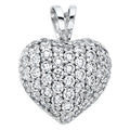 14K White Gold CZ Heart Pendant (PT560)