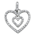 14K White Gold CZ Heart Pendant (PT563)