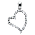 14K White Gold CZ Heart Pendant (PT569)