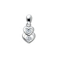14K White Gold CZ Heart Pendant (PT572)