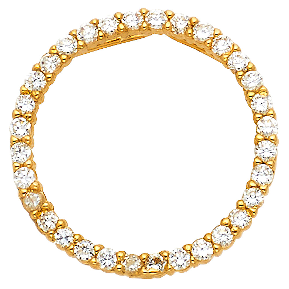 14K Yellow Gold CZ Circle Pendant (PT577)