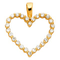 14K Yellow Gold CZ Heart Pendant (PT580)