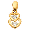14K Yellow Gold CZ Heart Pendant (PT586)
