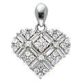 14K White Gold CZ Heart Pendant (PT587)