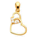 14K Yellow Gold CZ Heart Pendant (PT591)
