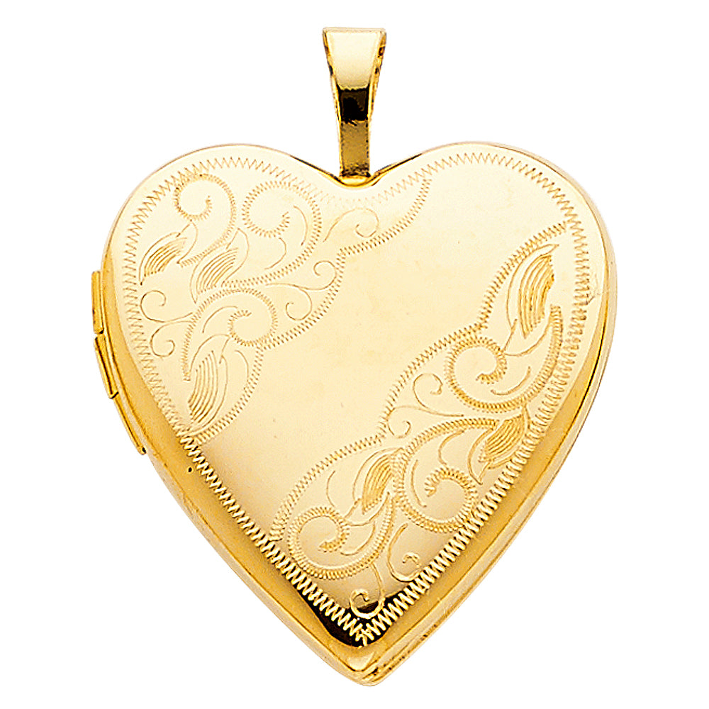 14K Yellow Gold Heart Locket Pendant