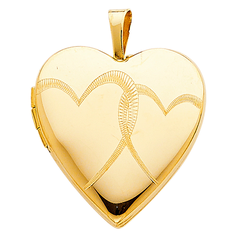 14K Yellow Gold Heart Locket Pendant