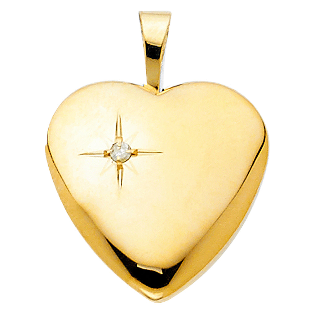 14K Yellow Gold Heart Locket Pendant