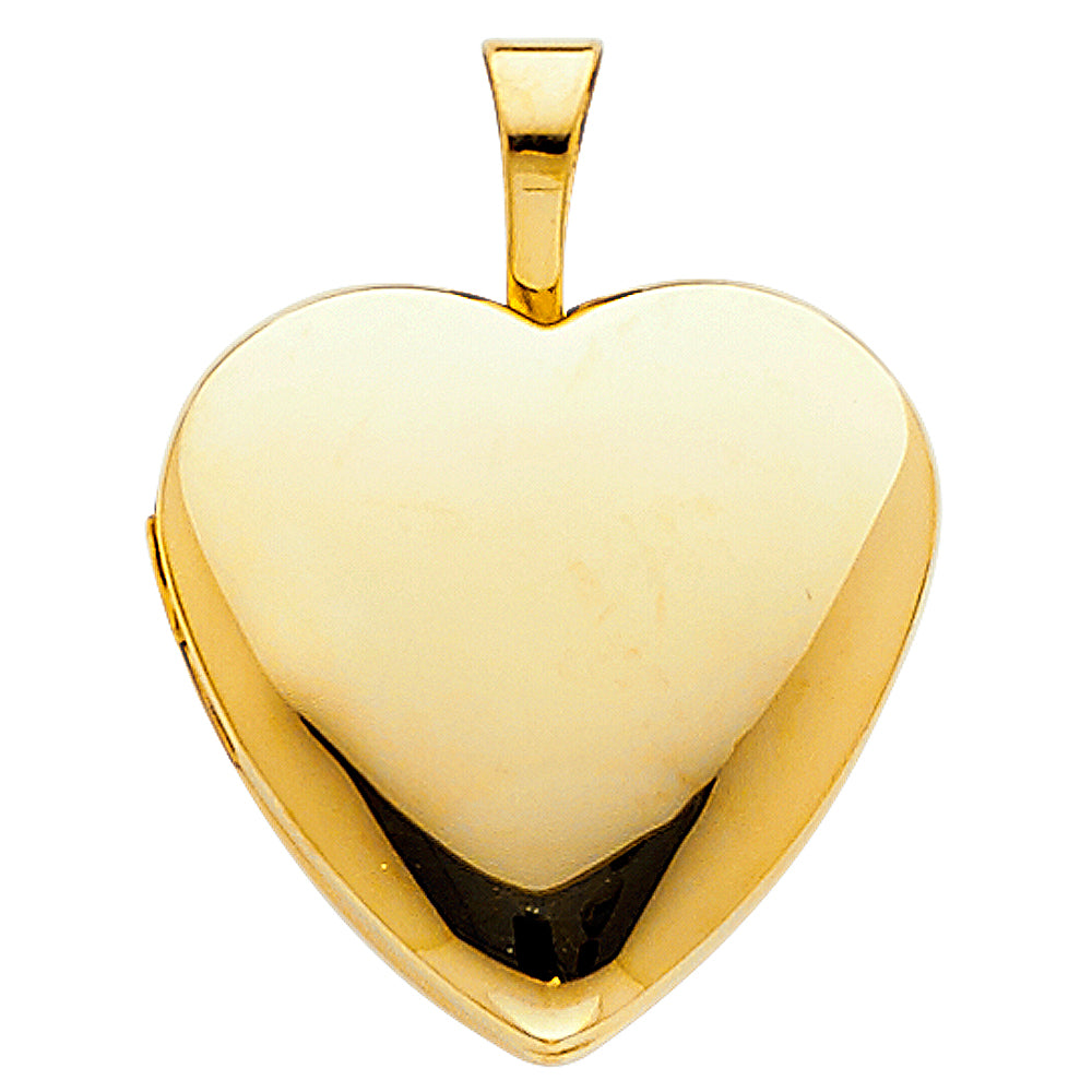 14K Yellow Gold Heart Locket Pendant