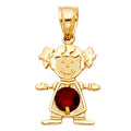 14K Yellow Gold Girl Birthstone Pendant (Jan - Dec)