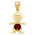 14K Yellow Gold Boy Birthstone Pendant (Jan - Dec)