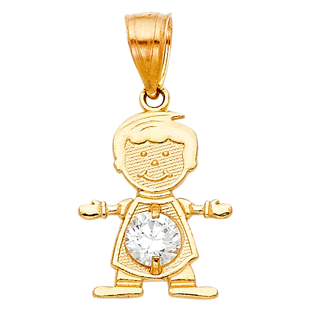 14K Yellow Gold Boy Birthstone Pendant (Jan - Dec)