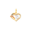 14K Yellow White Rose Gold CZ 15 Yrs Heart Pendant (PT670)