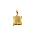 14K Yellow Gold CZ Square Pendant (PT686)