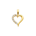 14K Yellow Gold CZ Heart Pendant (PT689)