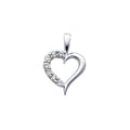 14K White Gold CZ Heart Pendant (PT689W)