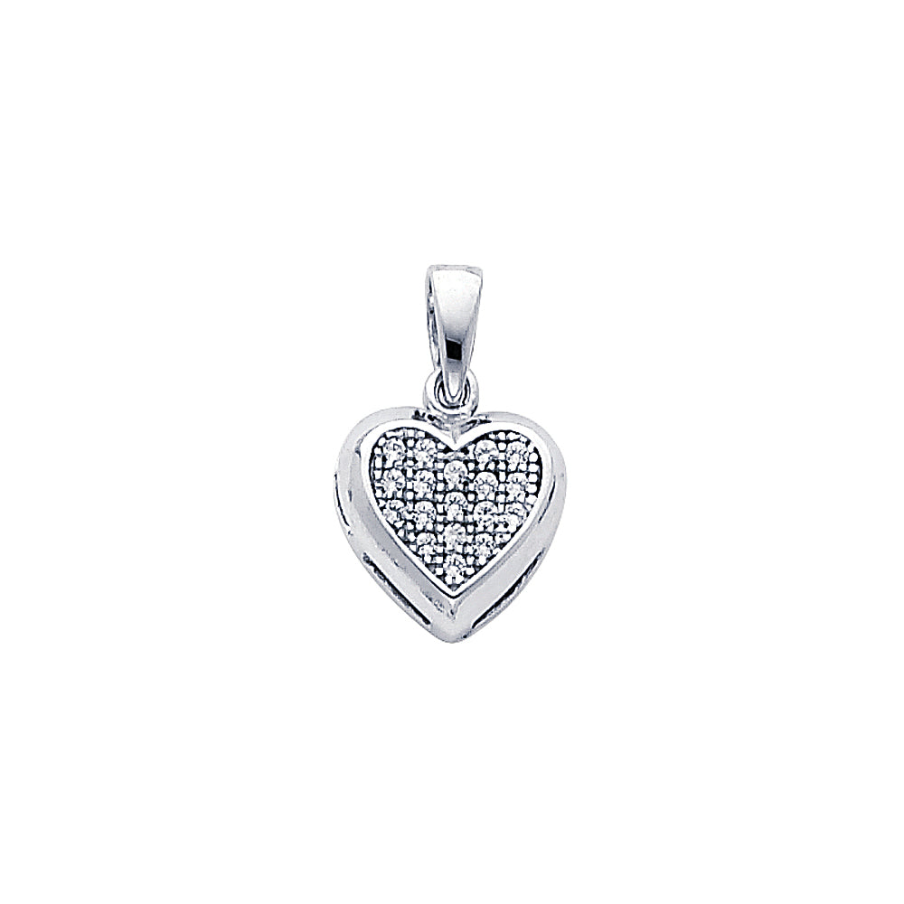 14K White Gold CZ Heart Pendant (PT691)