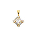 14K Yellow Gold CZ Square Pendant (PT694)