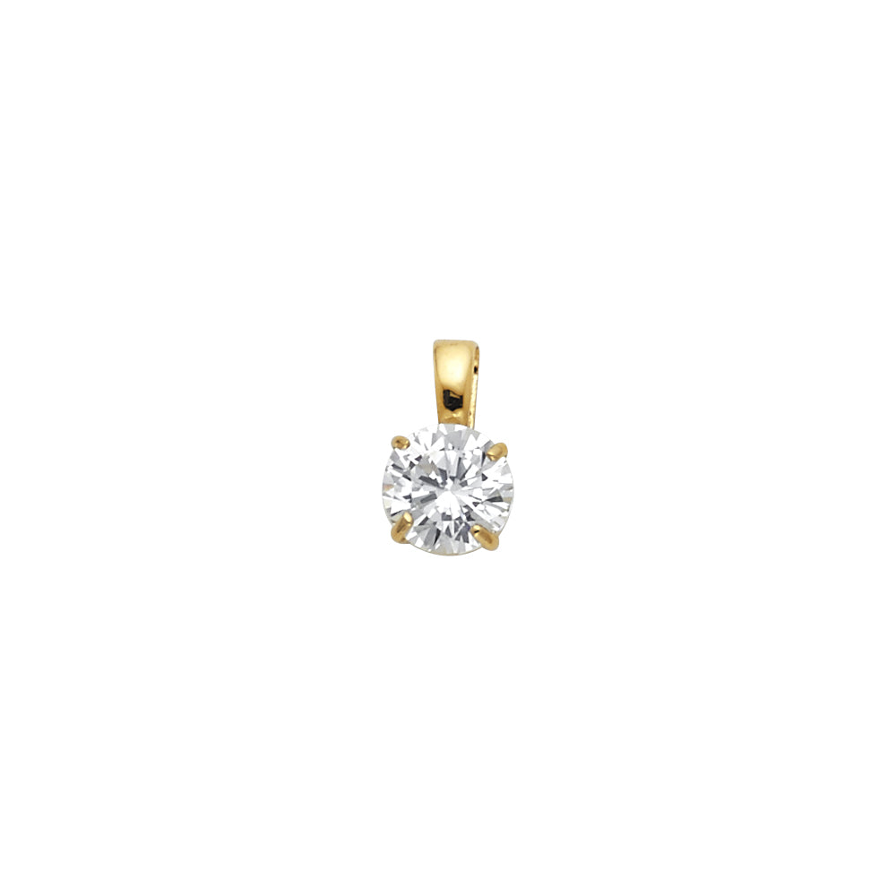 14K Yellow Gold Round CZ Basket Pendant (PT697)