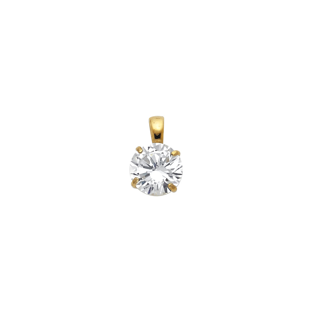 14K Yellow Gold Round CZ Basket Pendant (PT698)