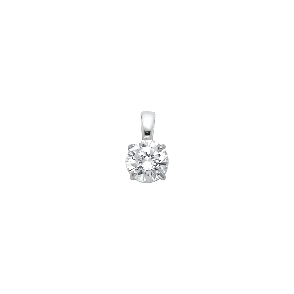 14K White Gold Round CZ Basket Pendant (PT699)