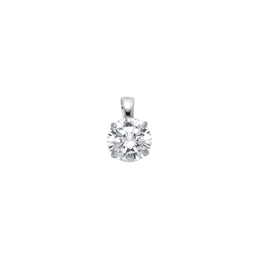 14K White Gold Round CZ Basket Pendant (PT700)