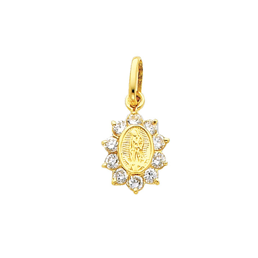 14K Yellow Gold CZ Guadalupe Pendant (PT717)