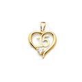 14K Yellow Gold CZ 15 Yrs Heart Pendant (PT719)