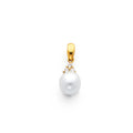 14K Yellow Gold CZ Pearl Pendant (PT726)