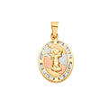 14K Yellow White Rose Gold CZ Religious Pendant (PT742)