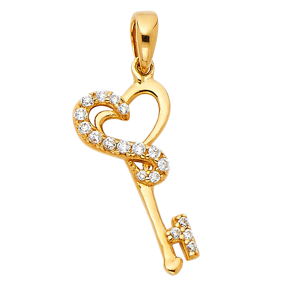 14K Yellow Gold Key Pendant (PT755)