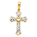 14K Two Tone Gold Cross Pendant (PT761)