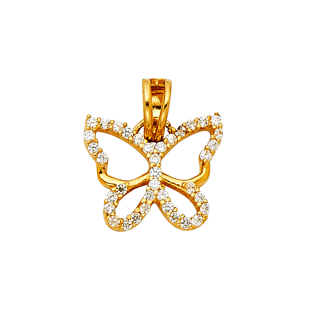 14K Yellow Gold Butterfly Pendant (PT769)
