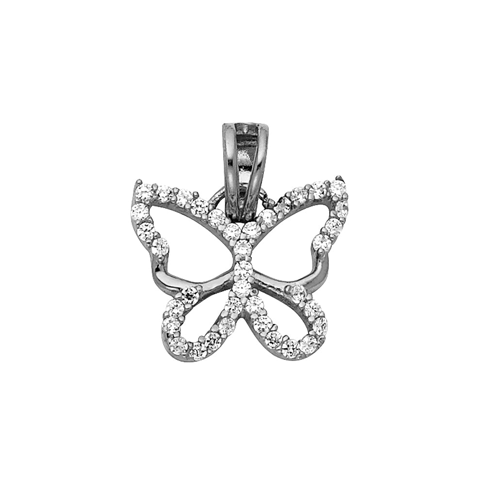 14K White Gold Butterfly Pendant (PT770)