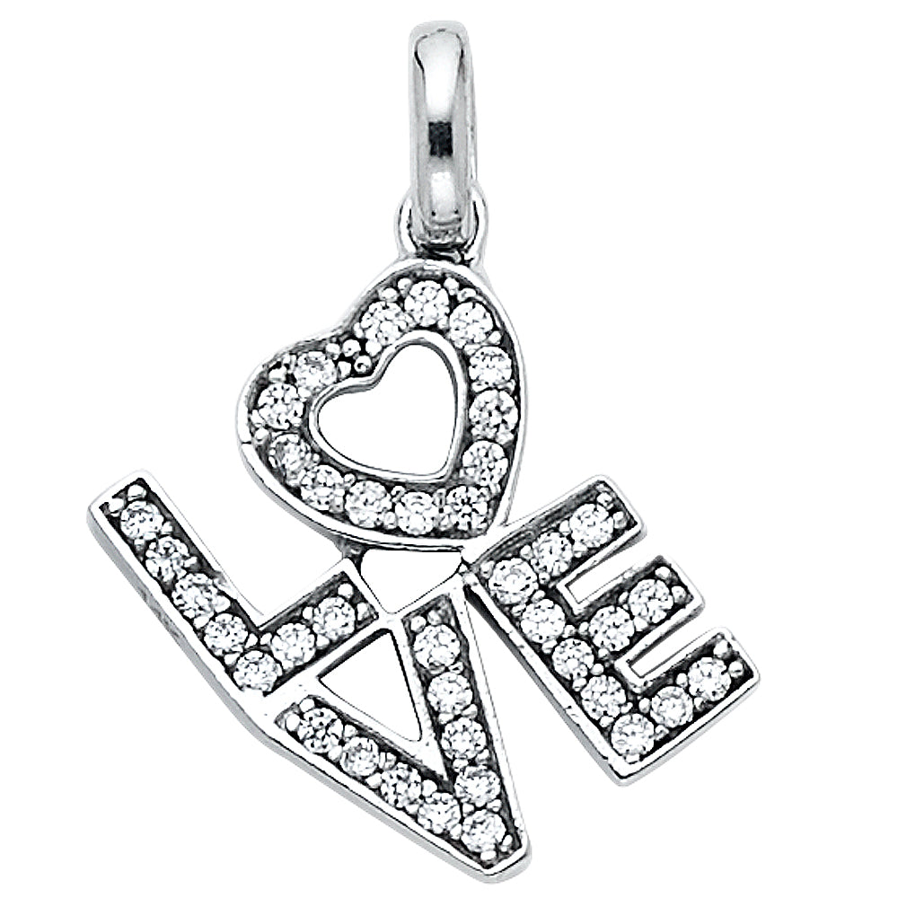 14K White Gold Love Pendant (PT773)