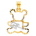 14K Two Tone Gold Bear Guitar Pendant