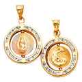 14K Yellow White Rose Gold 2 Side Relig Pendant