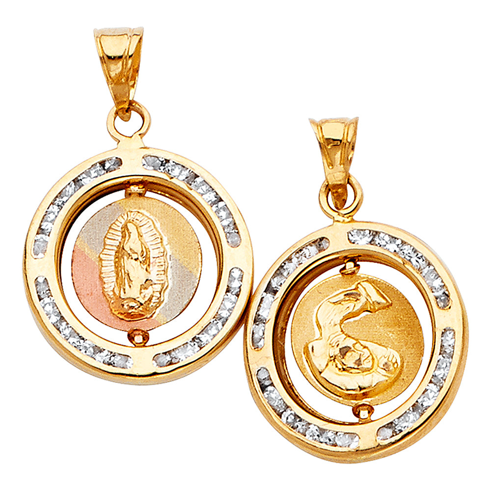 14K Yellow White Rose Gold 2 Side Relig Pendant