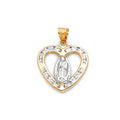 14K Two Tone Gold Religious CZ Pendant