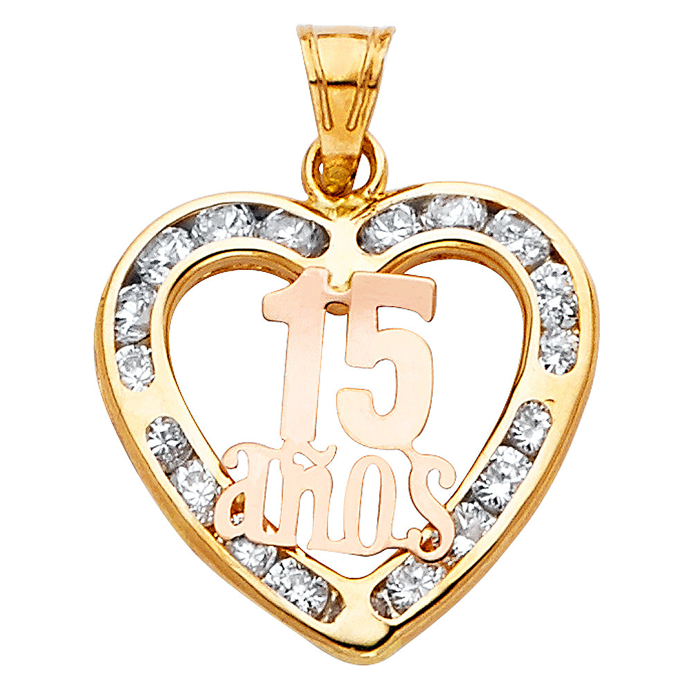 14K Two Tone Gold Religious CZ Pendant