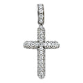 14K White Gold Cross CZ Pendant
